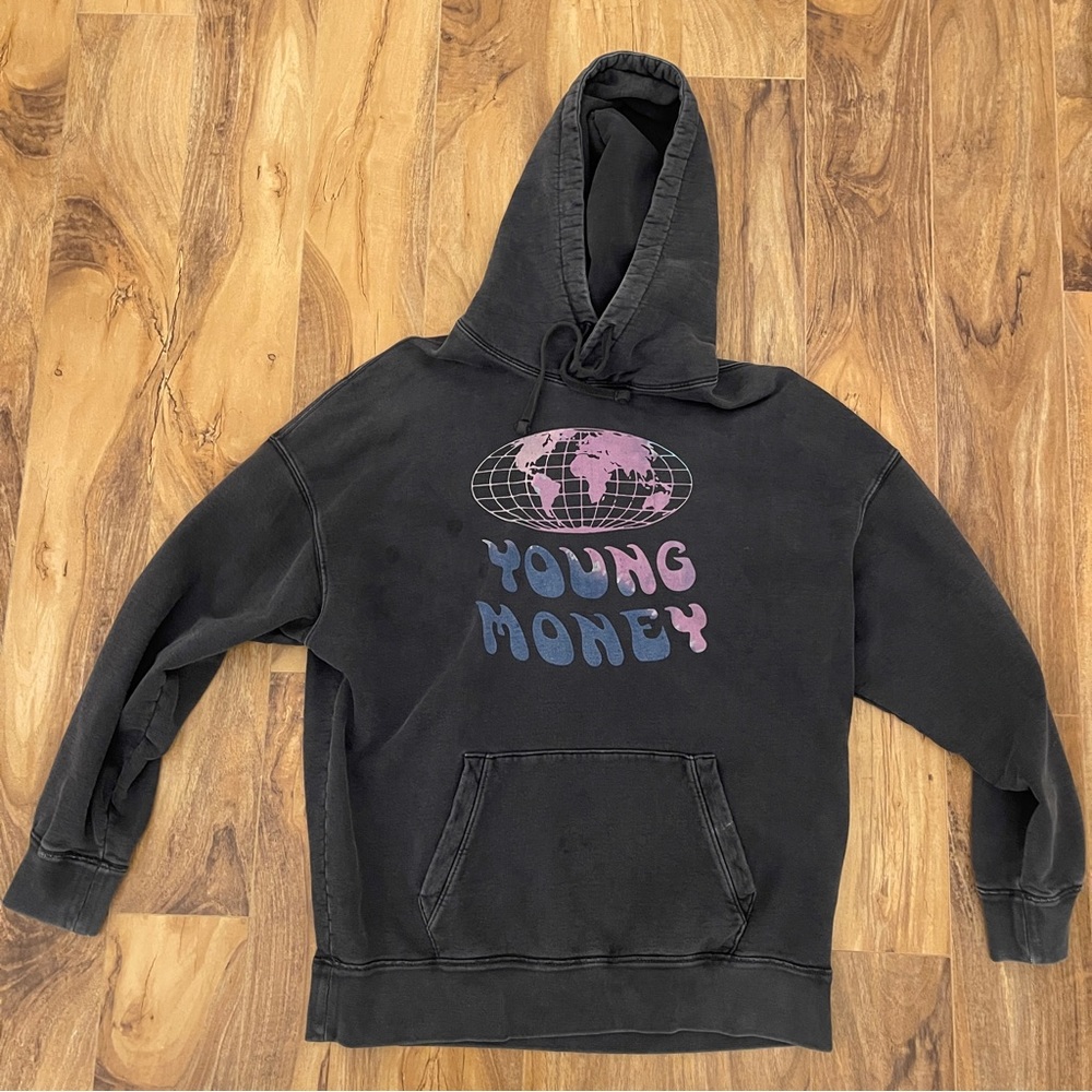 American Eagle x Young Money Hoodie // Gray/black vintage/ Size Large mens